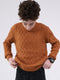 Boys Rust Self Design Round Neck Full Sleeve Pullover