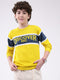 Boys Yellow Printed Round Neck Full Sleeve Pullover
