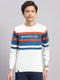 Boys Off White Stripe Round Neck Full Sleeve Pullover
