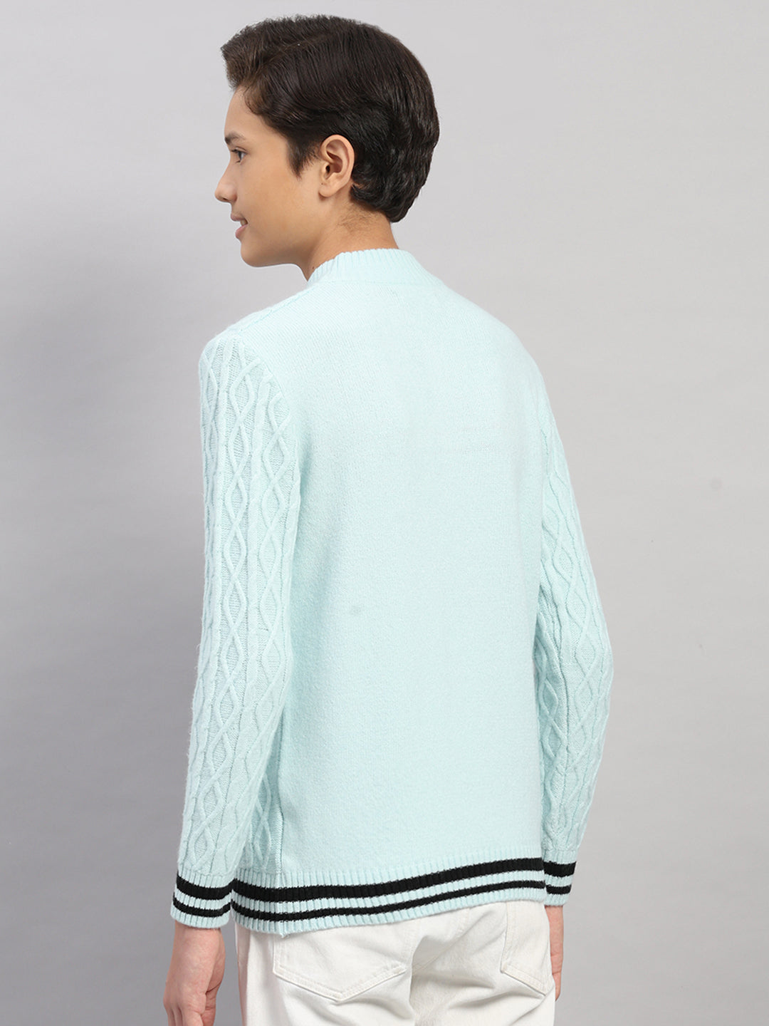 Boys Blue Stripe Collar Full Sleeve Pullover