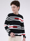 Boys Navy Blue Self Design Round Neck Full Sleeve Pullover