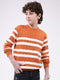 Boys Rust Self Design Round Neck Full Sleeve Pullover