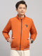 Boys Rust Solid Collar Full Sleeve Jacket