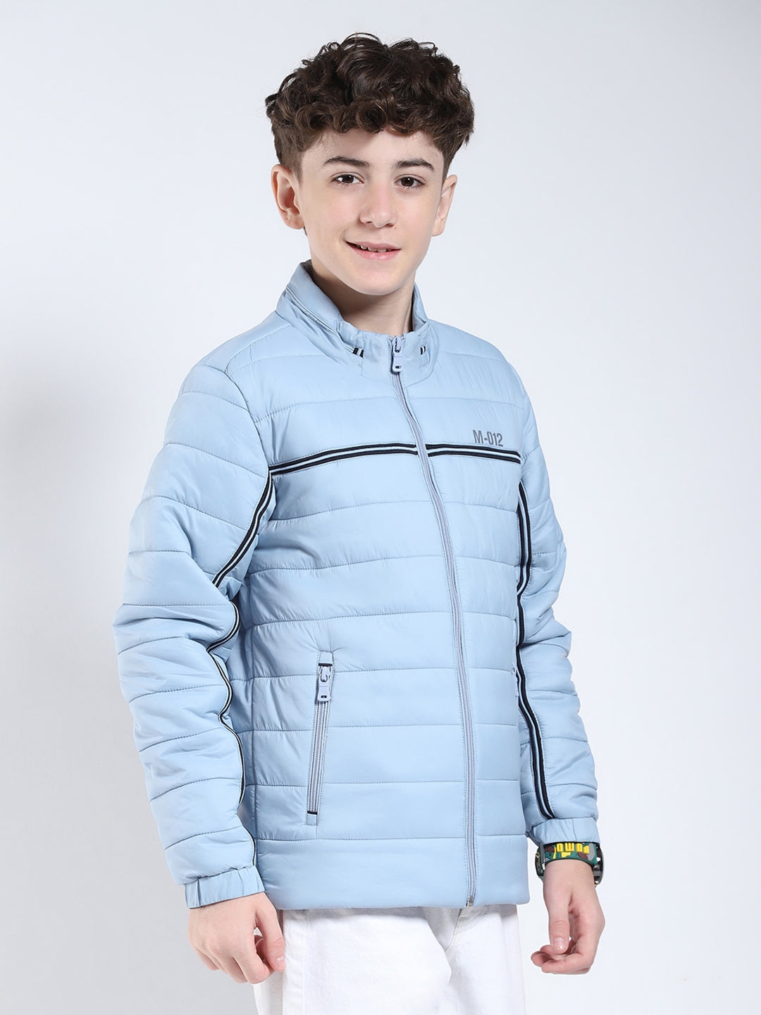 Boys Sky Blue Printed Collar Full Sleeve Boys Jacket