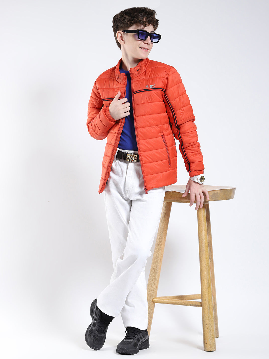 Boys Rust Printed Collar Full Sleeve Boys Jacket