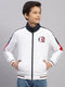 Boys White Embroidered Collar Full Sleeve Jacket
