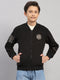 Boys Black Embroidered Collar Full Sleeve Jacket