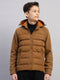 Boys Brown Solid Hooded Full Sleeve Jacket