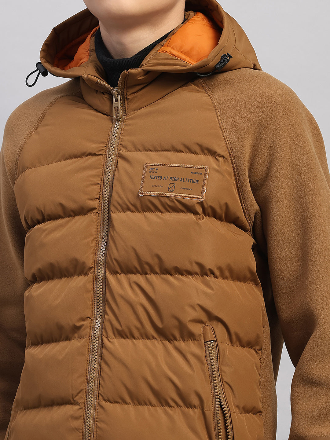 Boys Brown Solid Hooded Full Sleeve Jacket