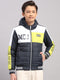 Boys Navy Blue Printed Hooded Full Sleeve Jacket