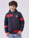 Boys Navy Blue Printed Hooded Full Sleeve Boys Jacket