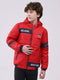 Boys Red Printed Hooded Full Sleeve Boys Jacket