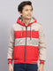Boys Red Printed Hooded Full Sleeve Jacket