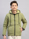 Boys Green Solid Hooded Full Sleeve Jacket