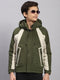 Boys Olive Printed Hooded Full Sleeve Jacket