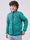 Boys Green Printed Mock Neck Full Sleeve Boys Reversible Jacket
