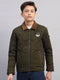 Boys Olive Solid Collar Full Sleeve Reversible Shacket