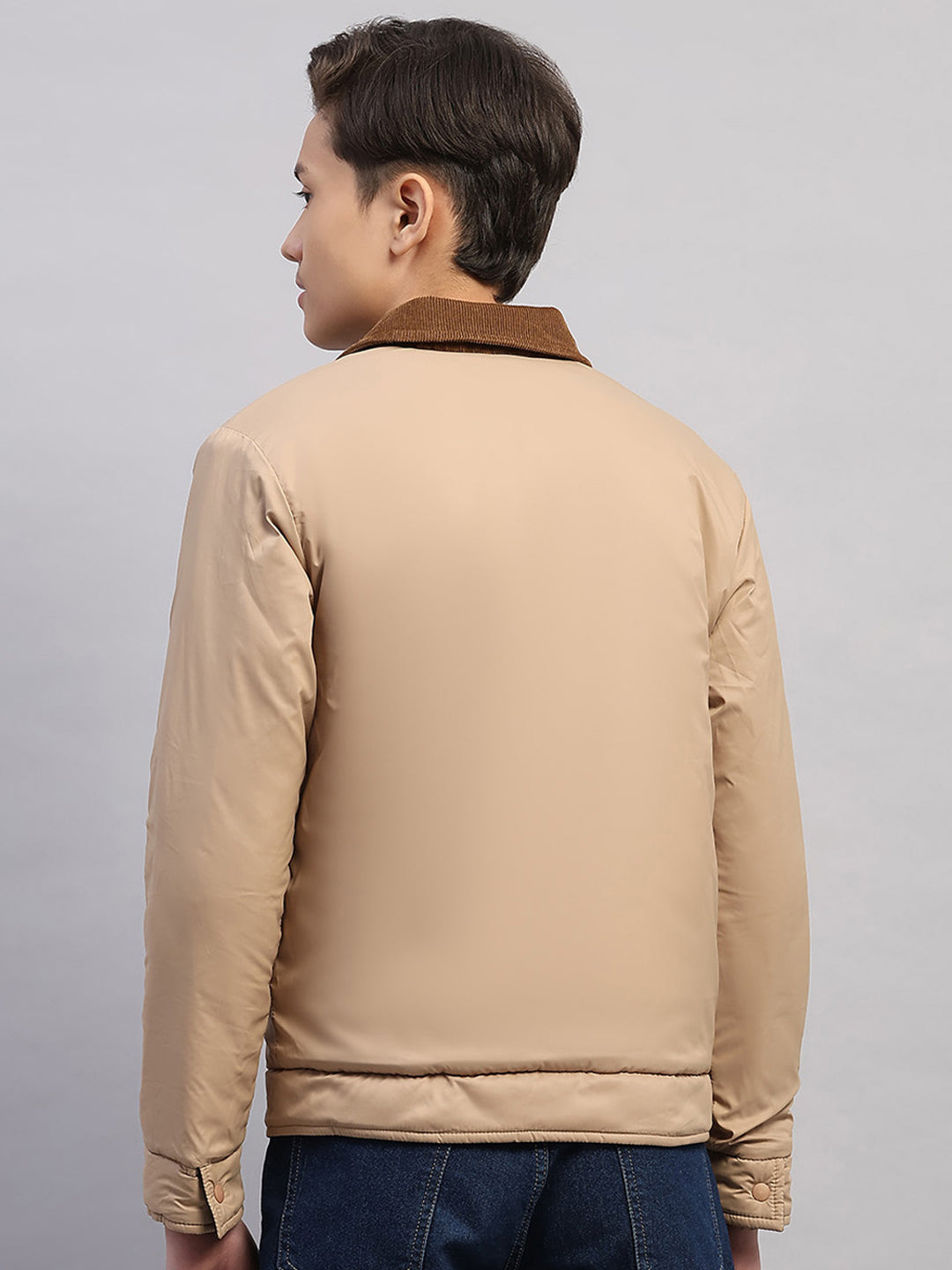 Boys Olive Solid Collar Full Sleeve Reversible Shacket