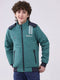 Boys Green Printed Hooded Full Sleeve Boys Reversible Jacket