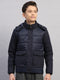 Boys Navy Blue Solid Hooded Full Sleeve Jacket