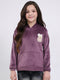 Girls Purple Solid Hooded Full Sleeve Sweatshirt
