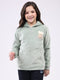 Girls Green Solid Hooded Full Sleeve Sweatshirt