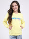 Girls Yellow Printed Round Neck Full Sleeve Sweatshirt