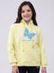 Girls Yellow Printed Hooded Full Sleeve Sweatshirt