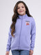 Girls Purple Printed Mock Neck Full Sleeve Sweatshirt