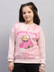 Girls Pink Printed Round Neck Full Sleeve Sweatshirt
