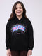 Girls Black Printed Hooded Full Sleeve Sweatshirt