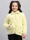 Girls Lime Green Self Design Collar Full Sleeve Sweatshirt