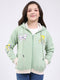Girls Green Printed Hooded Full Sleeve Sweatshirt