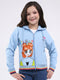 Girls Sky Blue Printed Hooded Full Sleeve Sweatshirt