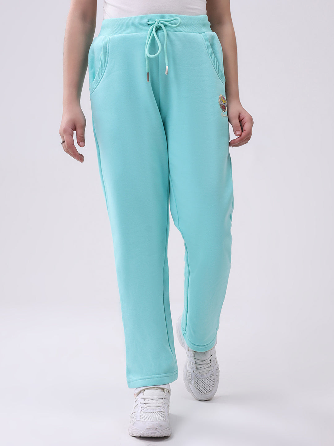 Girls Green Solid Regular Fit Lower