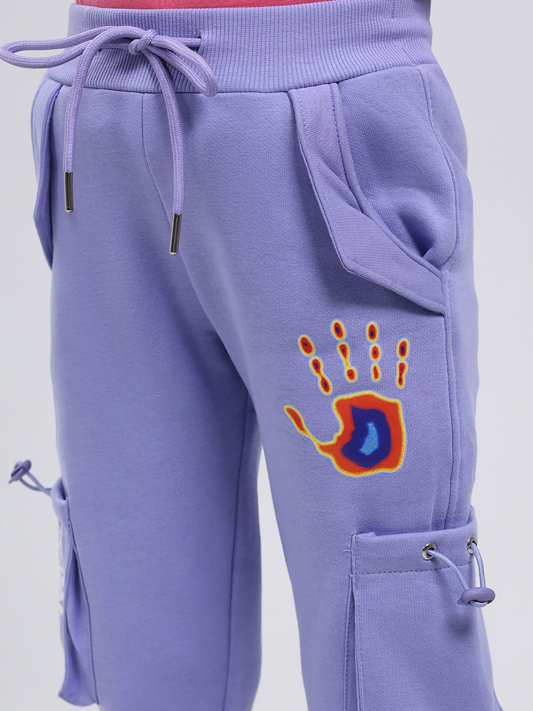 Girls Purple Printed Regular Fit Lower