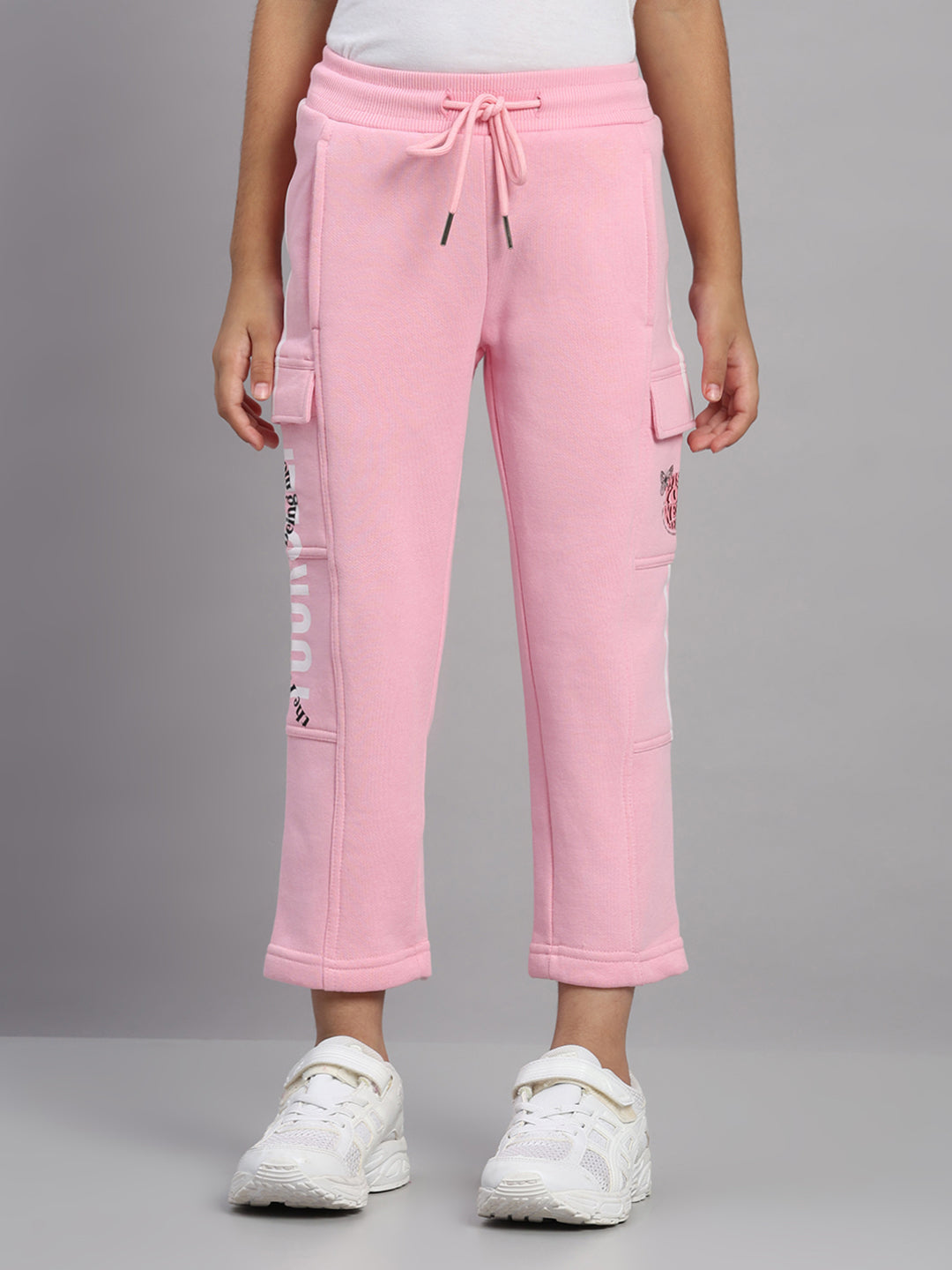 Girls Pink Printed Regular Fit Lower