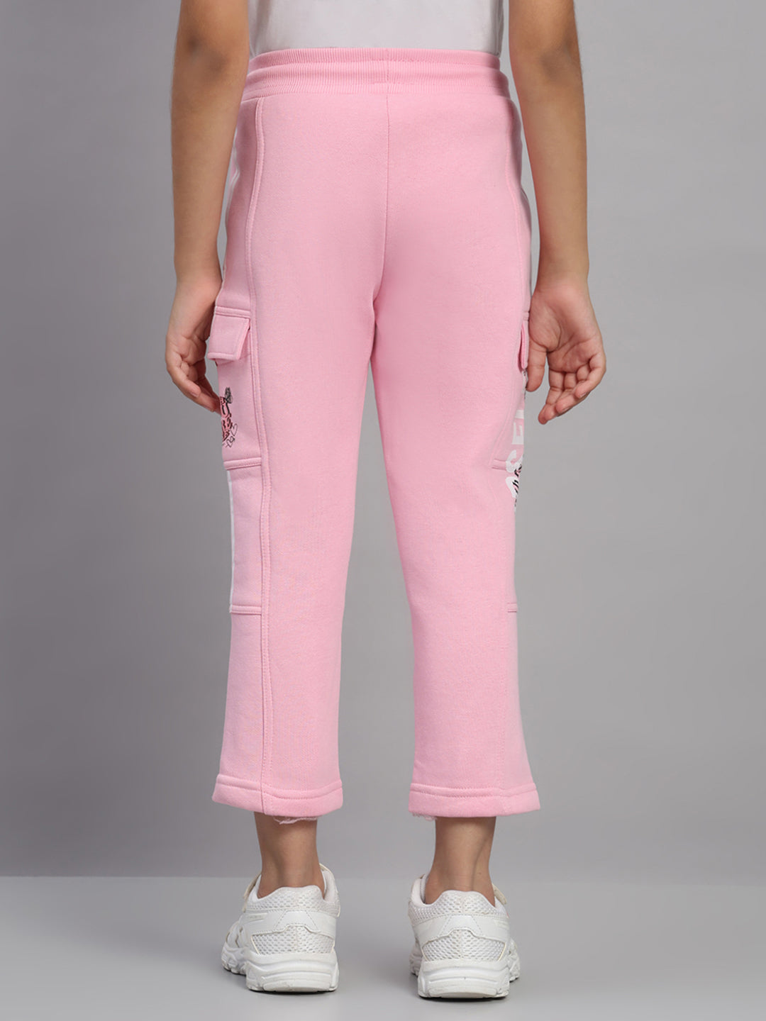 Girls Pink Printed Regular Fit Lower