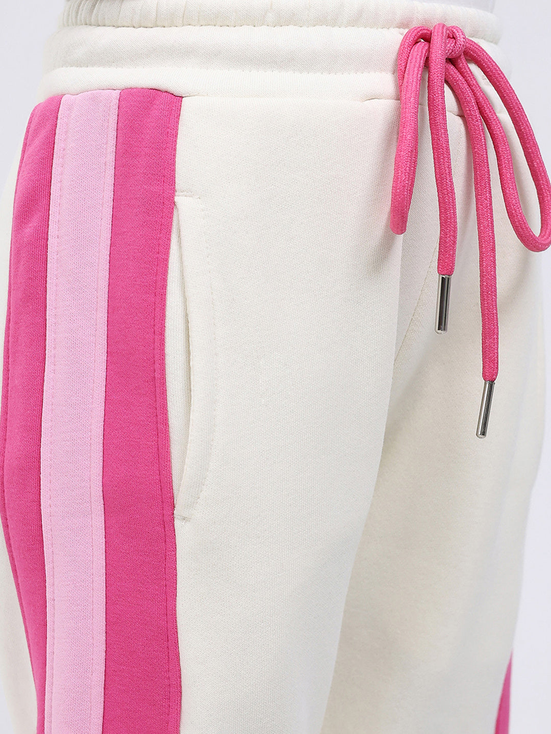 Girls Cream Printed Mock Neck Full Sleeve Tracksuit