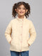 Girls Beige Solid Collar Full Sleeve Jacket