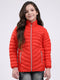 Girls Red Solid Mock Neck Full Sleeve Jacket