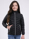 Girls Black Solid Mock Neck Full Sleeve Jacket