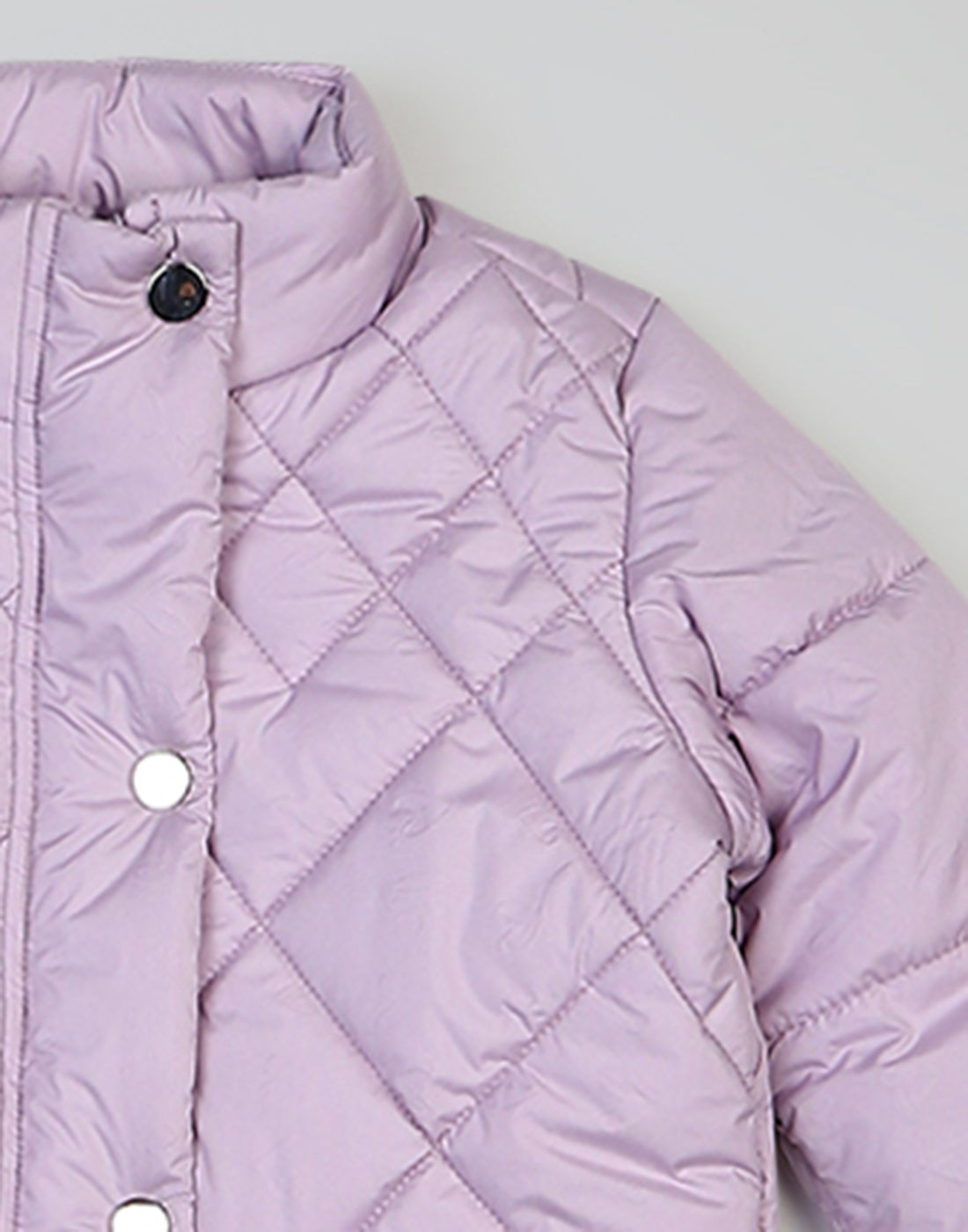 Girls Purple Self Design Collar Full Sleeve Girls Jacket