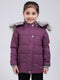 Girls Purple Solid Hooded Full Sleeve Jacket