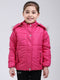 Girls Pink Printed Hooded Full Sleeve Jacket