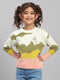 Girls Off White Embroidered Round Neck Full Sleeve Pullover