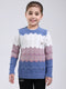 Girls Blue Stripe Round Neck Full Sleeve Pullover