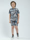 Boys Blue Printed Collar Half Sleeve Bermuda Set