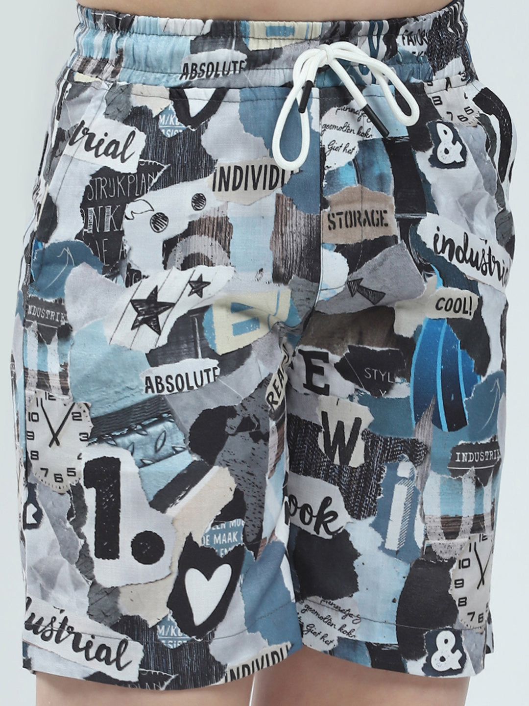 Boys Blue Printed Collar Half Sleeve Bermuda Set