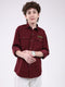 Boys Maroon Solid Collar Full Sleeve Shirt